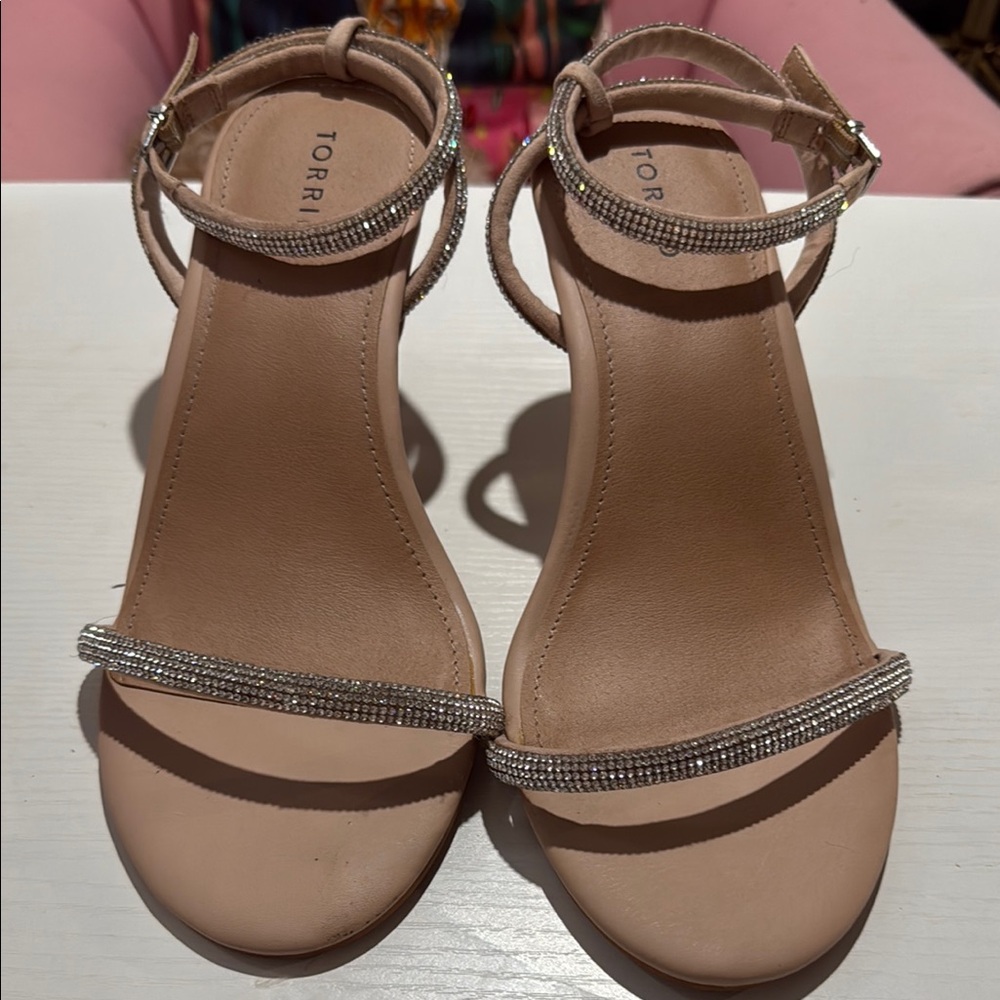 Torrid Tan and Silver Sandals with Glitter Straps